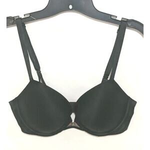 Victoria’s Secret Fabulous Plunge Bra Black Satin Underwired Size 34D